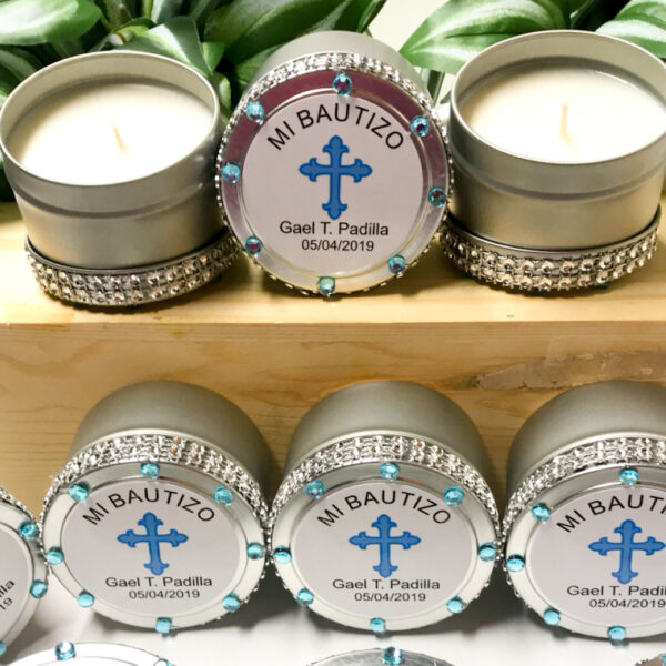 Tin Candles with Personalized Sticker