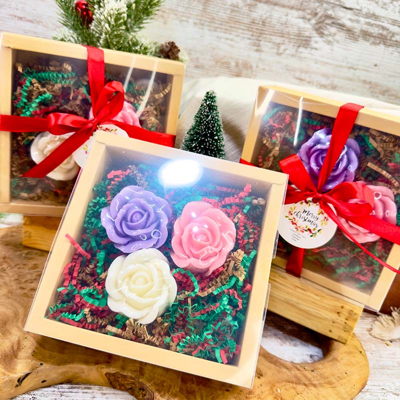 Handcrafted Rose Soap Gift Box for Women – Set of 3 Natural Soaps